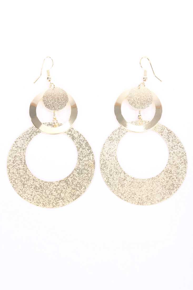 Gold Dangle High Polish Metal Earrings