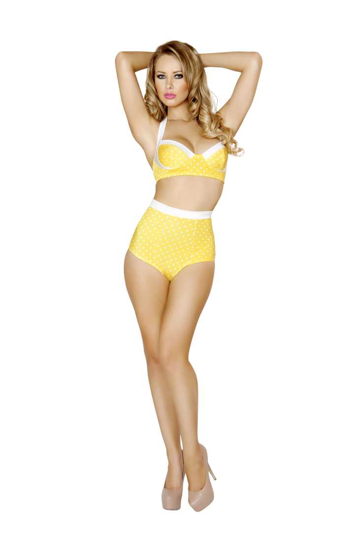 Yellow Pinup Style High Waisted Shorts