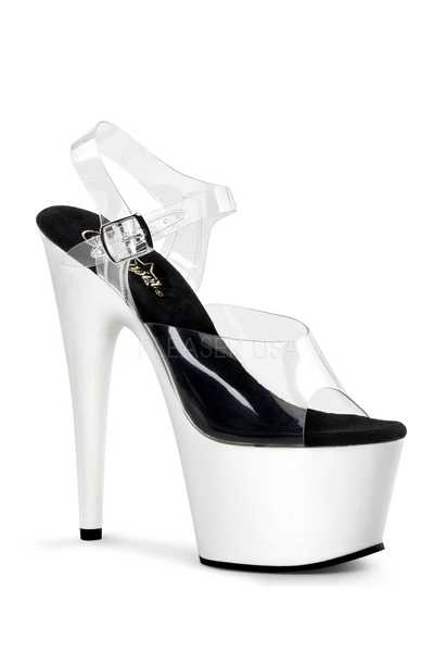 Clear Neon White UV Platform High Heels