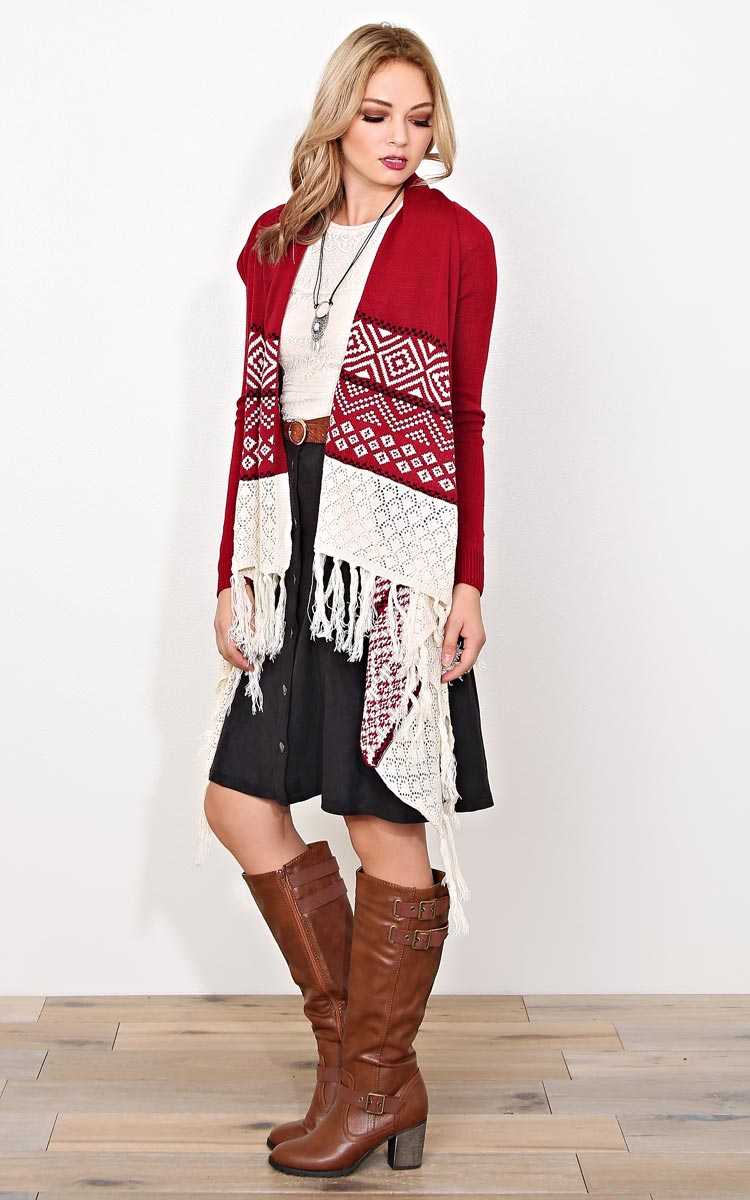 Forever Geo Knit Wrap - SML - Wine Combo in Size Small by Styles For Less