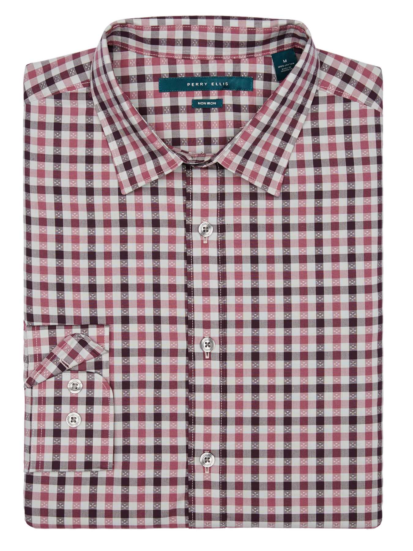 Perry Ellis Non-Iron Gingham Check Shirt