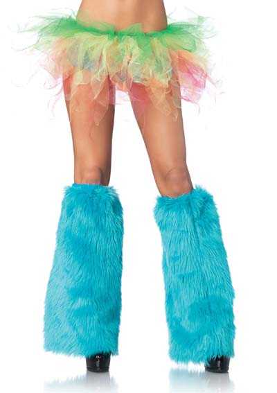 Turquoise Furry Leg Warmers