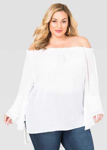Sheer Off-Shoulder Peasant Top