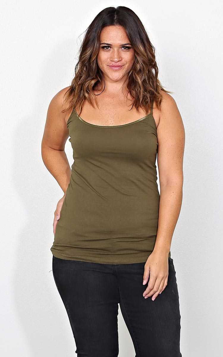 Plus Size Bozzolo Basic Olive Cami - Olive/Drab in Size 3X by Styles For Less
