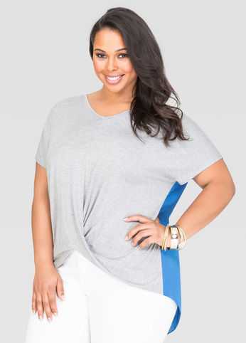 Contrast Back Twist Front Tee
