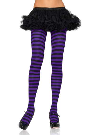 Black Purple Striped Tights Hosiery