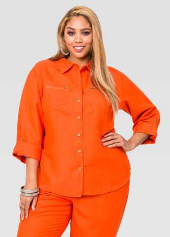 Zip Pocket Linen Shirt
