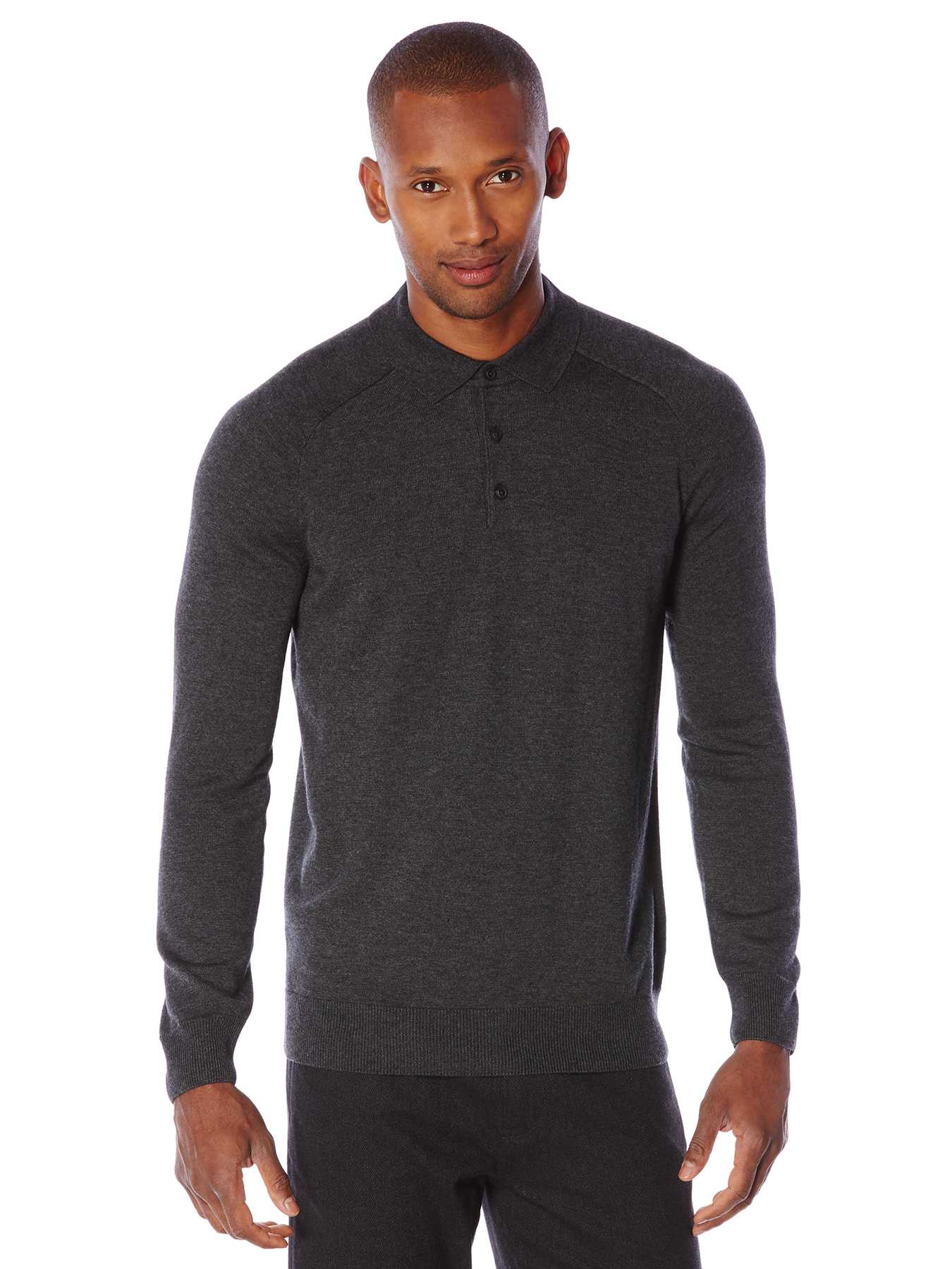 Perry Ellis Long Sleeve Wool Blend Polo