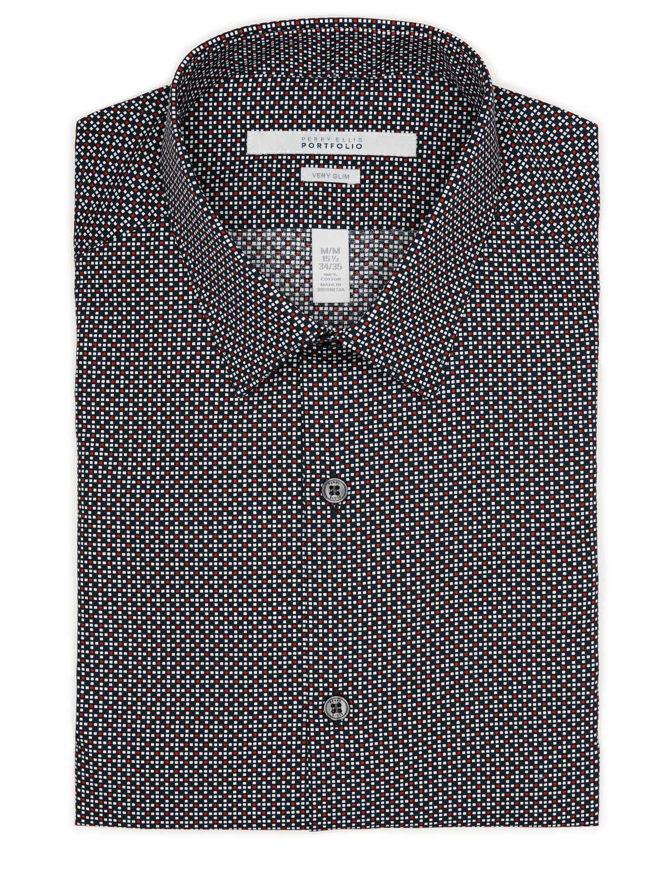 Perry Ellis Very Slim Tiny Box Print Dress Shirt