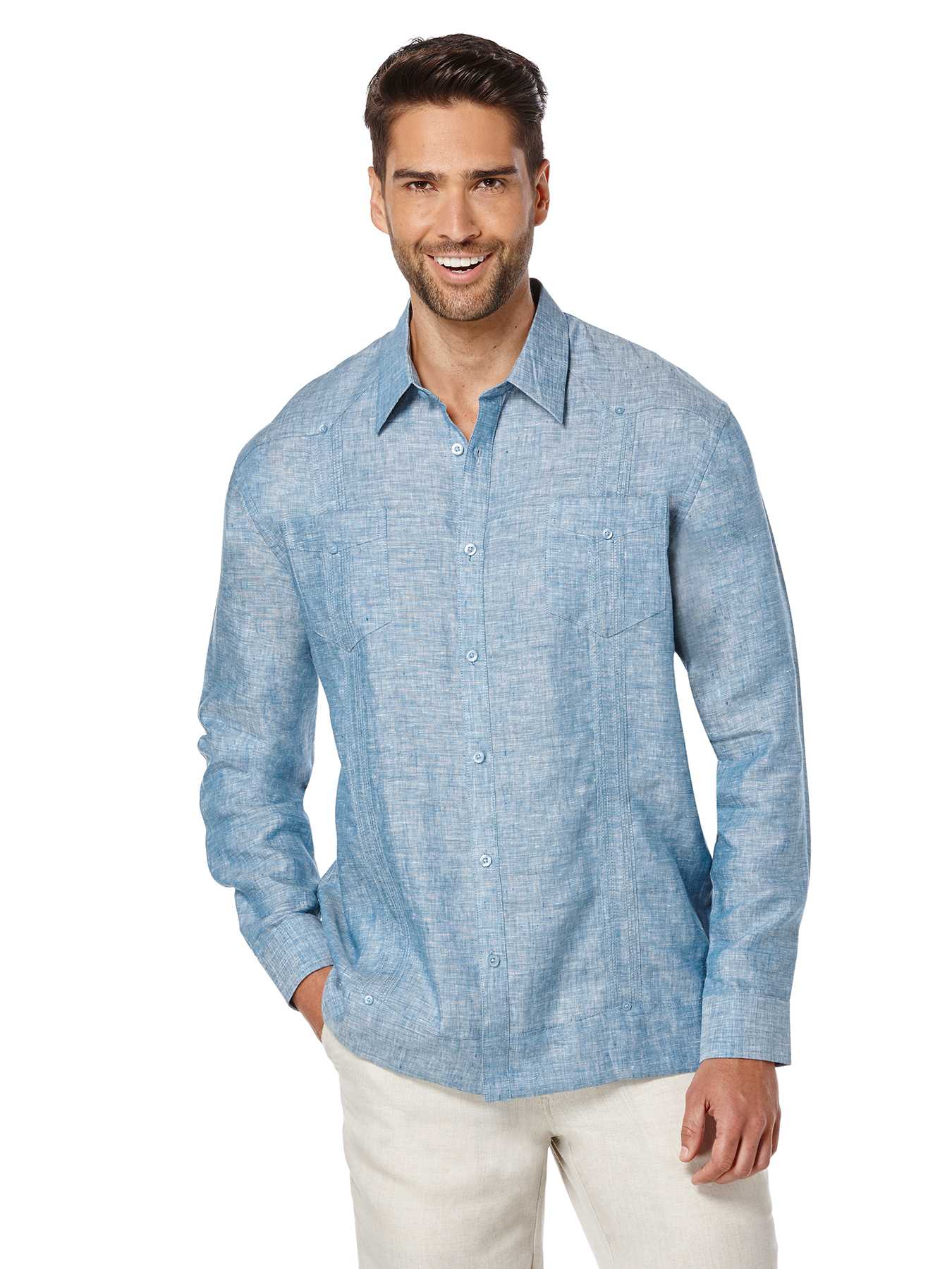 Cubavera 100% Linen Long Sleeve 2 Upper Pocket Guayabera