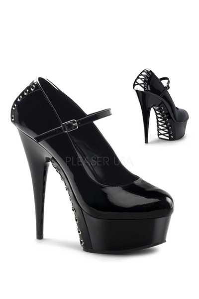 Black White Patent Maryjane Corset High Heels