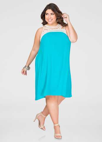 Gauze Crochet A-Line Dress