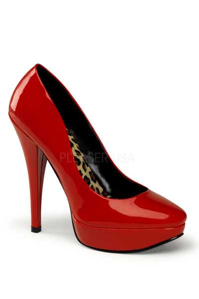 Red Patent Faux Leather Cheetah Platform Classic Platform Pump High Heels