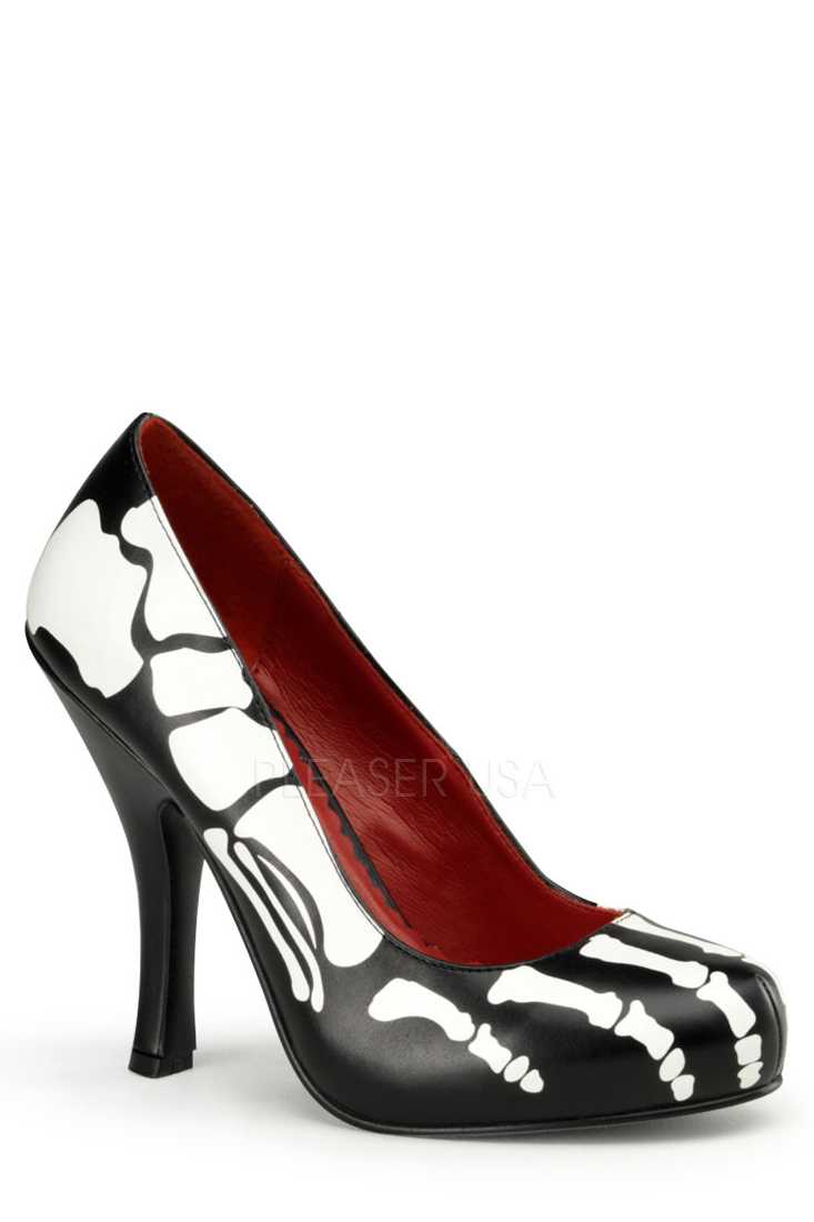 Black X-Ray Print Pump High Heels Faux Leather