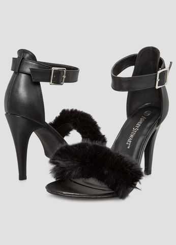 Fur Strap Dress Sandal - Wide Width