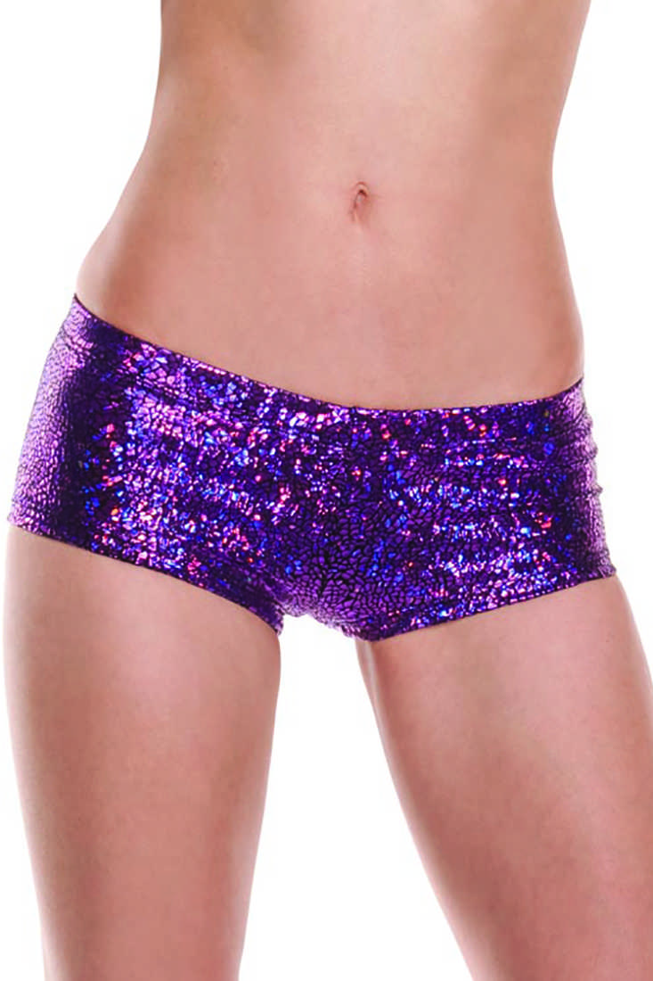 Fuchsia Metallic Shatter Glass Print Sexy Booty Boy Shorts