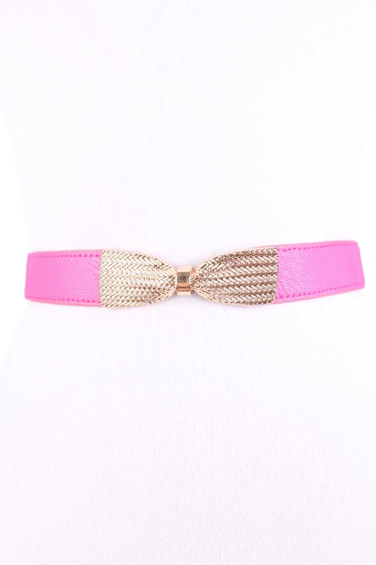 Fuchsia High Polish Bow Textured Hook Closure Cute Belt
