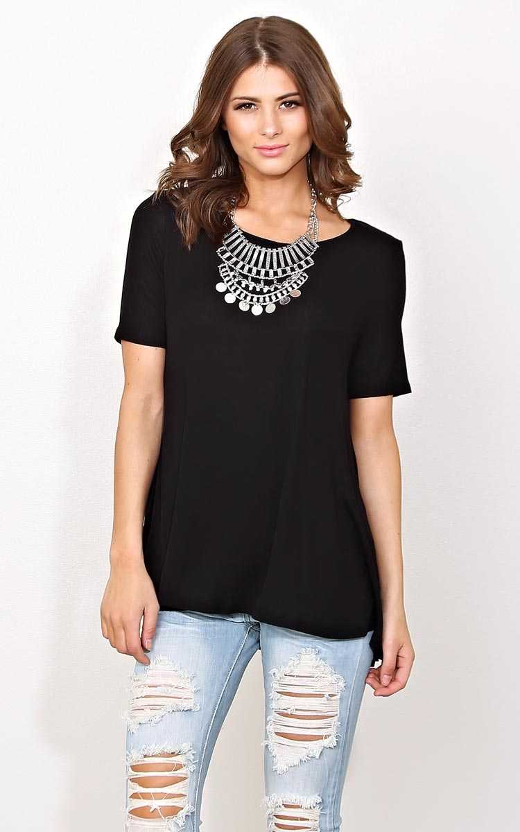 Black Weekend Ready Rib Knit Top - SML - Black in Size Small by Styles For Less