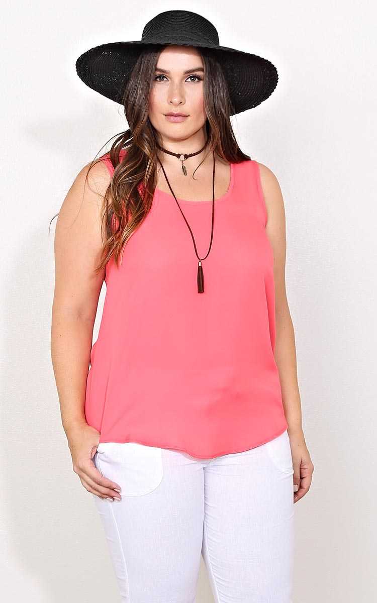 Plus Size Coral Woven Tank - Coral in Size by Styles For Less