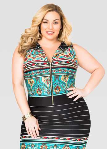 Striped Paisley Border Crop Top