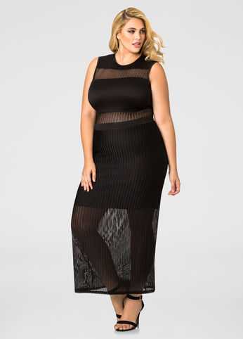 Sheer Panel Maxi Dress