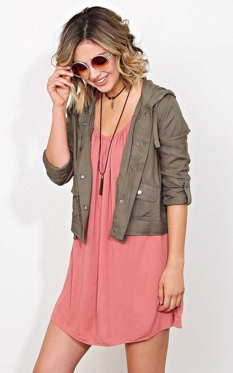 Natalee Woven Cropped Anorak - - Olive/Drab in Size by Styles For Less