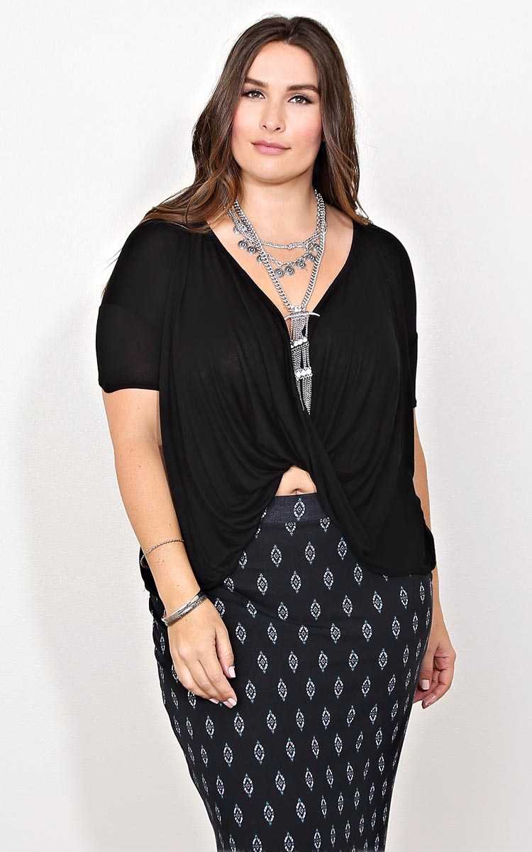 Plus Size Essential Surplice Knit Top - in Size by Styles For Less