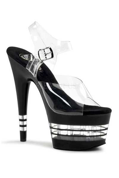 Clear Black Strappy Lined Platform High Heels