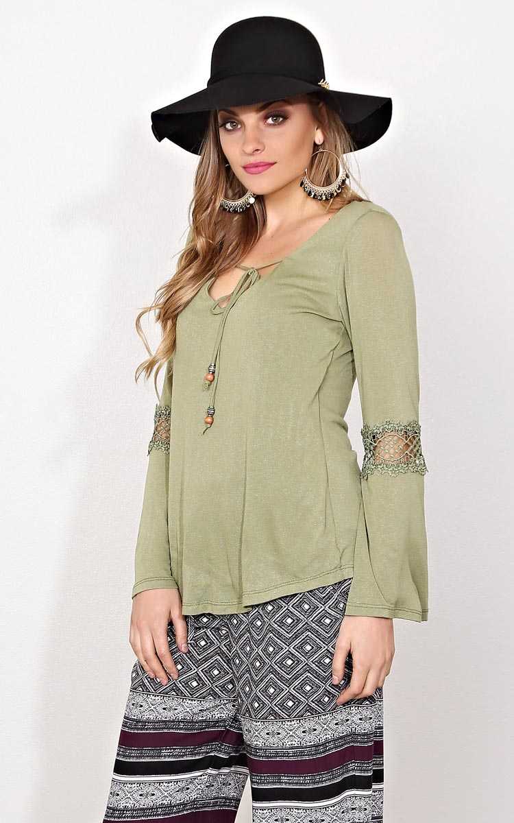 Freedom Trail Knit Top - - Sage in Size by Styles For Less