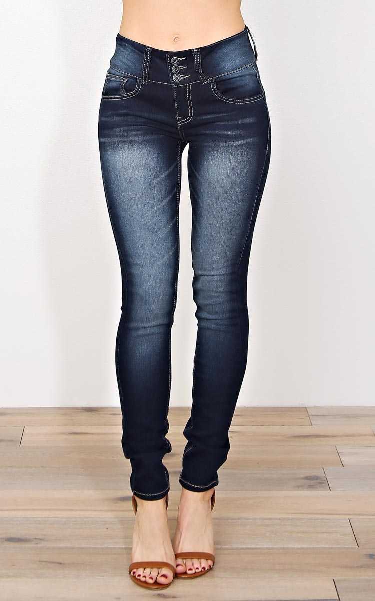 PARIS BLUES Hunter Skinny Jeans - Dark Denim in Size by Styles For Less