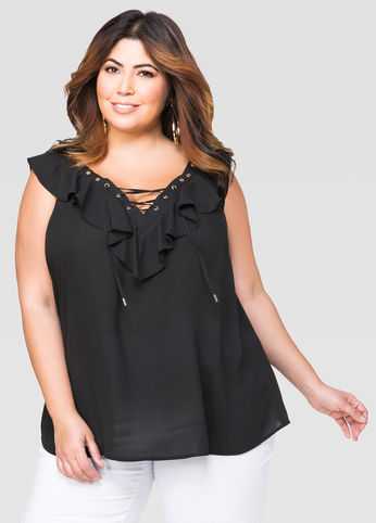 Grommet Ruffle Blouse