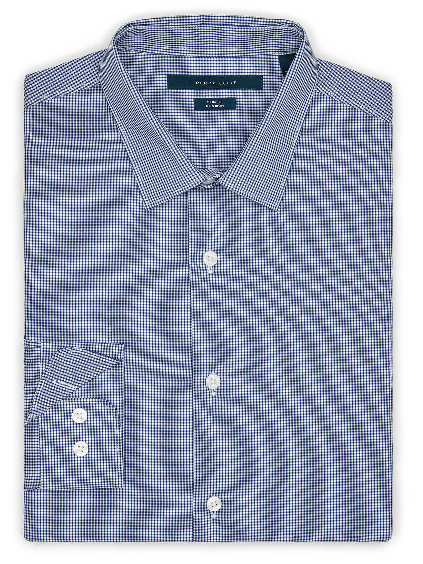 Perry Ellis Non-Iron Mini Gingham Pattern Shirt