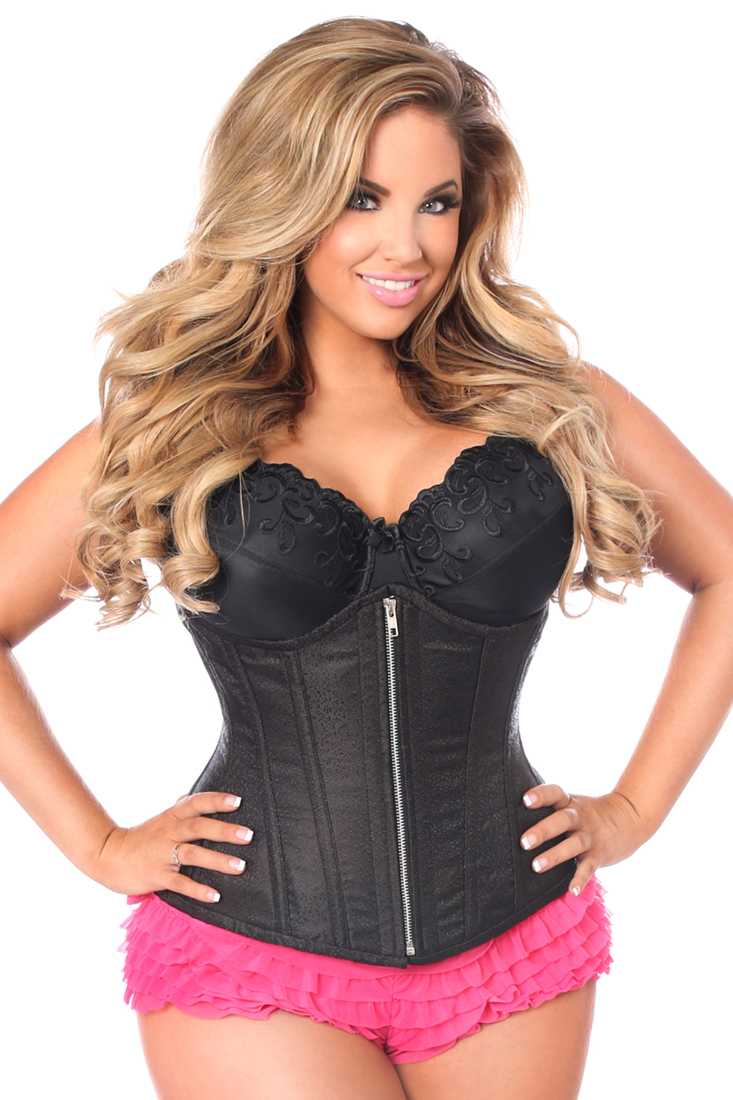 Black Brocade Steel Boned Underbust Corset