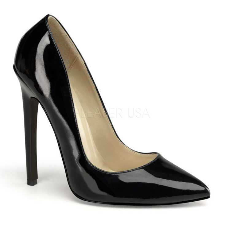 Black Patent Faux Leather Single Sole Pump High Heels