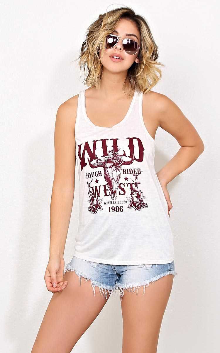 WILD WEST Knit Tank - - Oatmeal in Size by Styles For Less