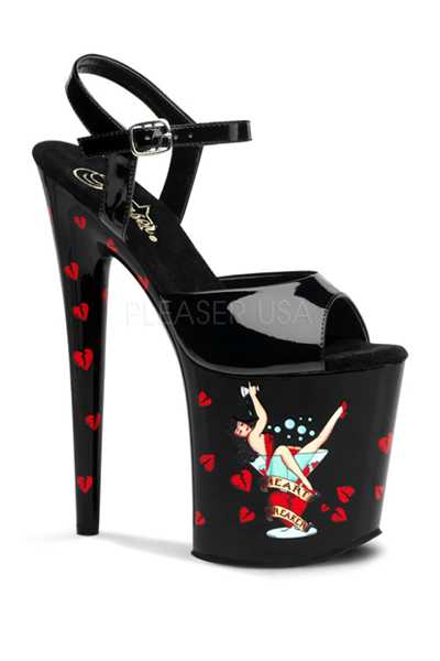 Black Patent Martini Girl Platform High Heels