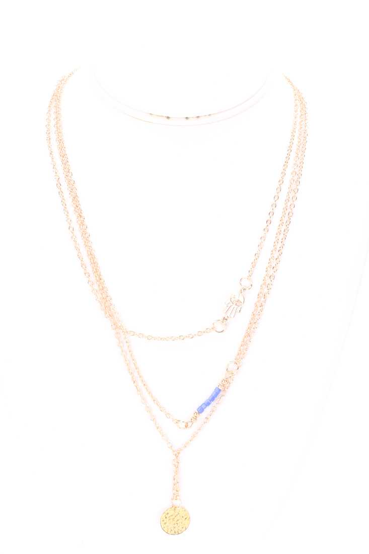 Gold High Polish Beaded Rhinestone Henna Hand Necklace