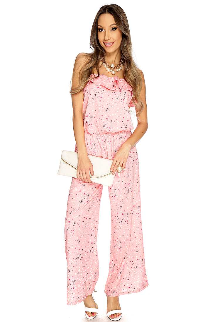 Pink Star Print Strapless Jumper Outfit