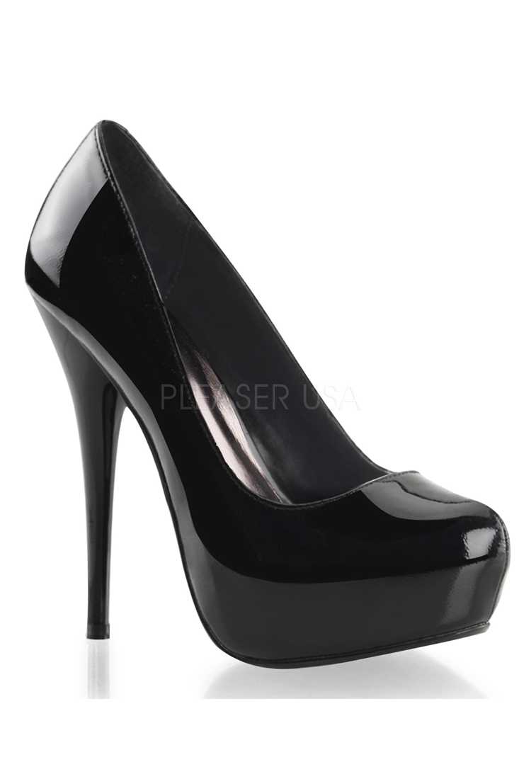 Black Round Toe Platform High Heels Pumps Patent