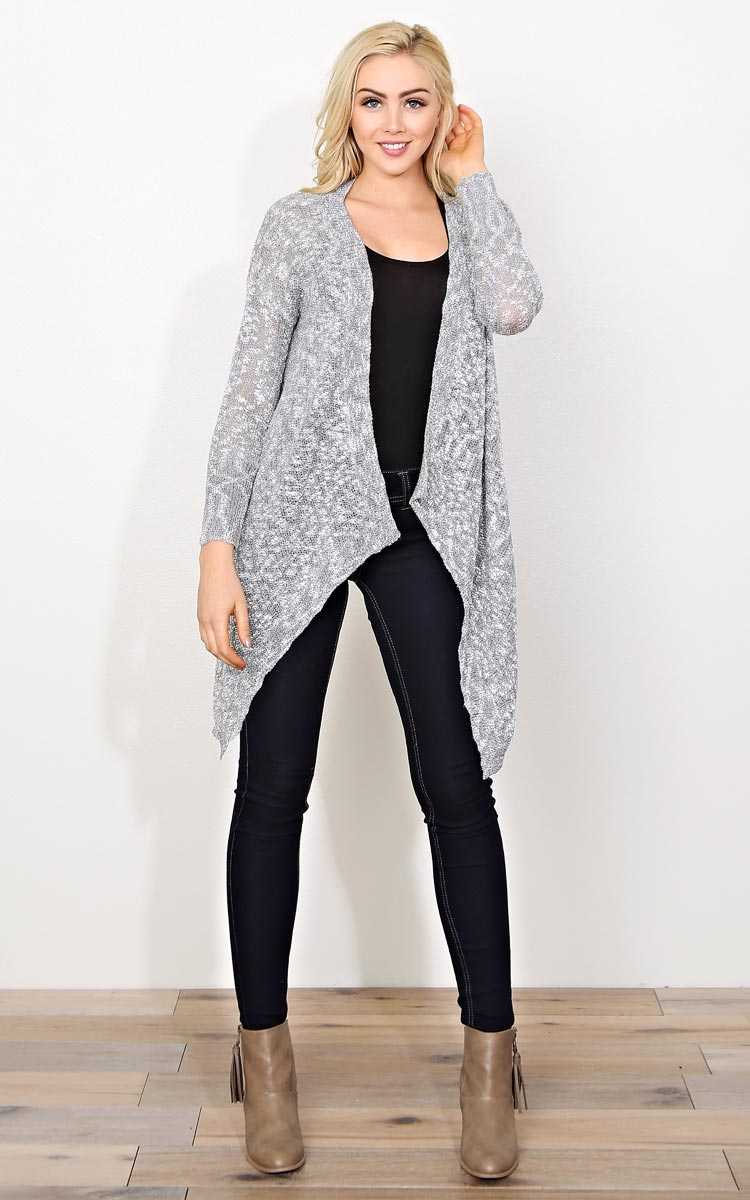 Heating Up Sweater Knit Wrap - MED - Grey Combo in Size Medium by Styles For Less