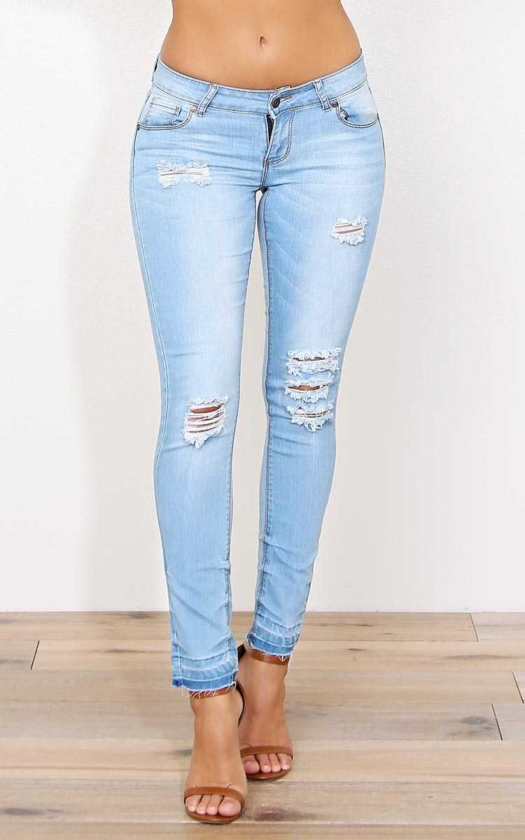 Kendra Distressed Skinny Jeans - Lt Destroyed in Size by Styles For Less