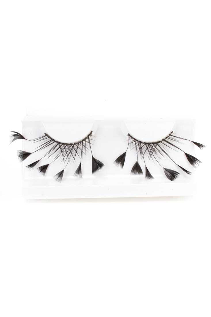 Black Feather Accent Faux Eyelashes