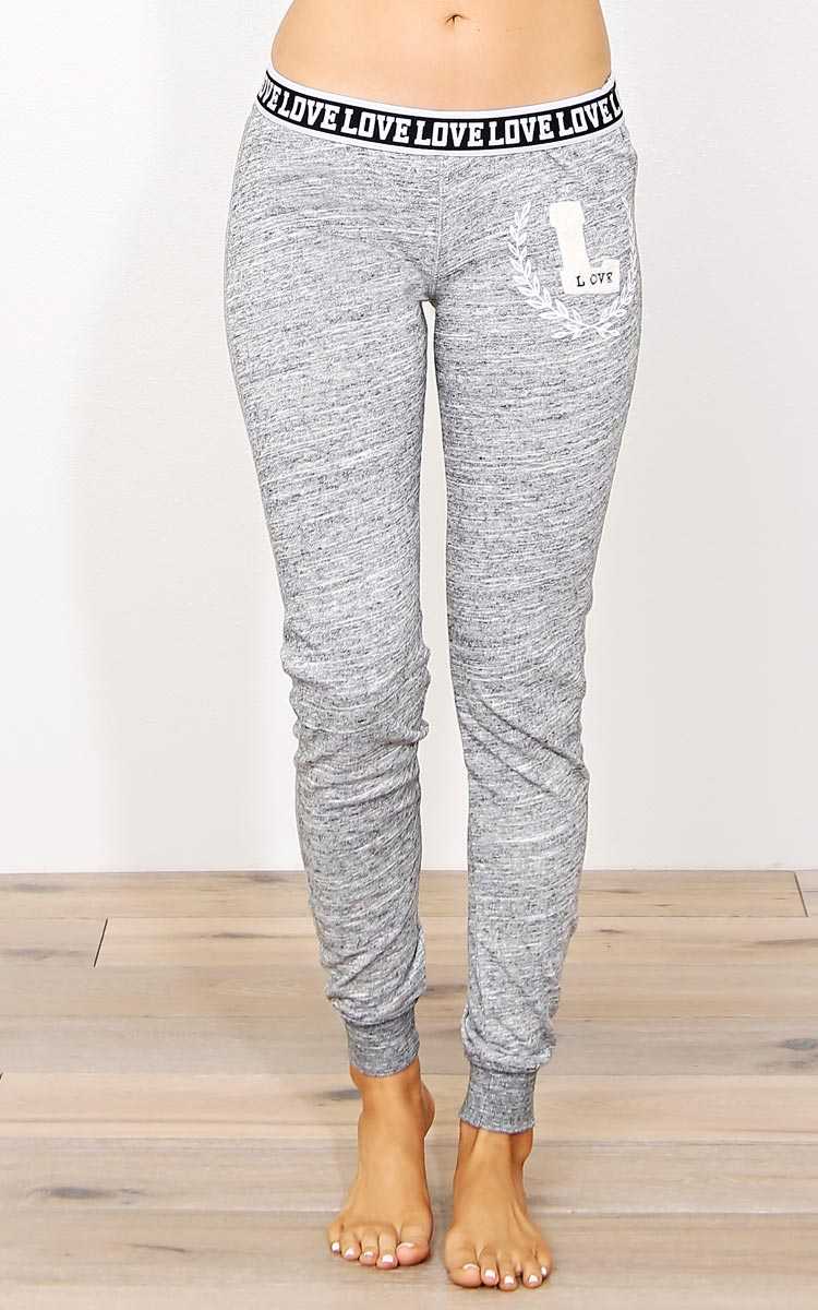 Varsity LOVE Knit Joggers - SML - Black/White in Size Small by Styles For Less
