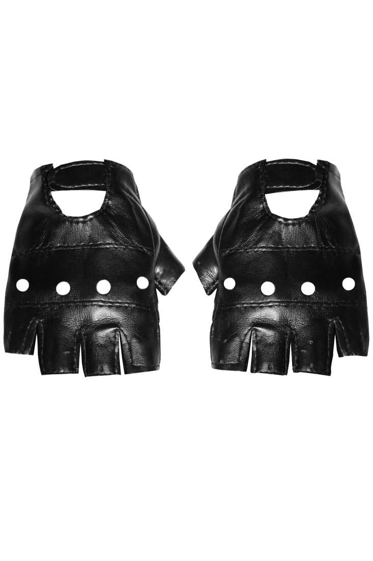 Black Fingerless Moto Gloves Costumes Accessory