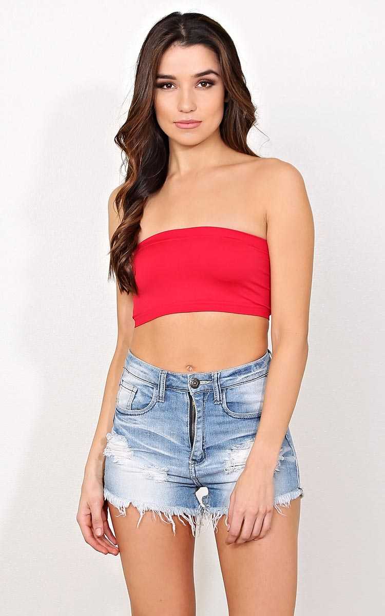 Red Truly Seamless Knit Bandeau - N/S - Red by Styles For Less