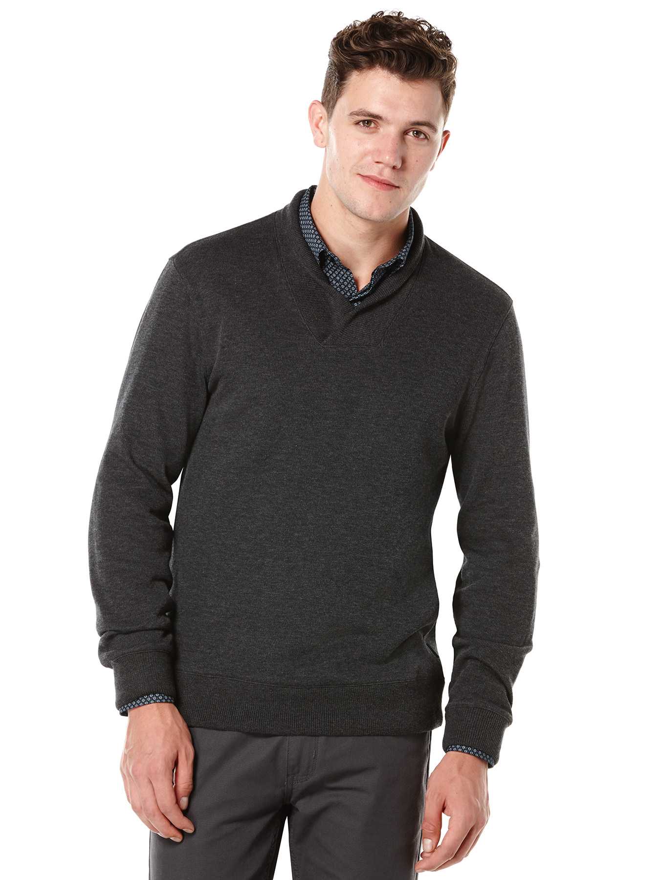 Perry Ellis Heathered V-Neck Jacket