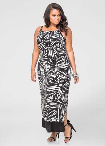 Palm Print Maxi Dress