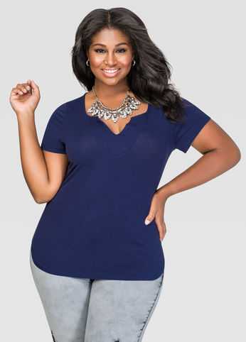 Notched Scoop Neck Tee