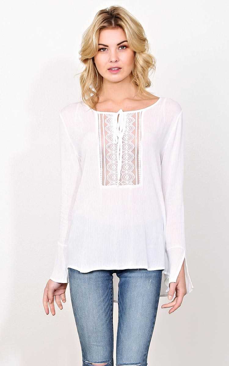 Harmony Woven Gauze Top - - Ivry/Natrl in Size by Styles For Less