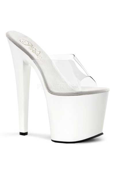 Clear White Slip On Platform High Heels
